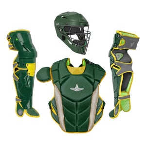 All Star MVP Pro Series Youth 10-12 Y/O Baseball Catchers Gear Set - Green Gold