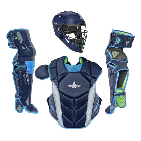 All Star MVP Pro Series Youth 10-12 Y/O Baseball Catchers Set - Navy Sky Blue
