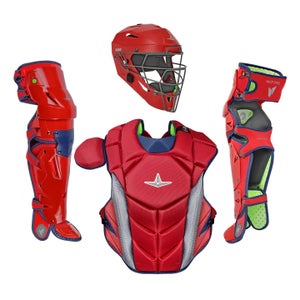 All Star MVP Pro Series Youth 10-12 Y/O Baseball Catchers Gear Set Red Navy Blue