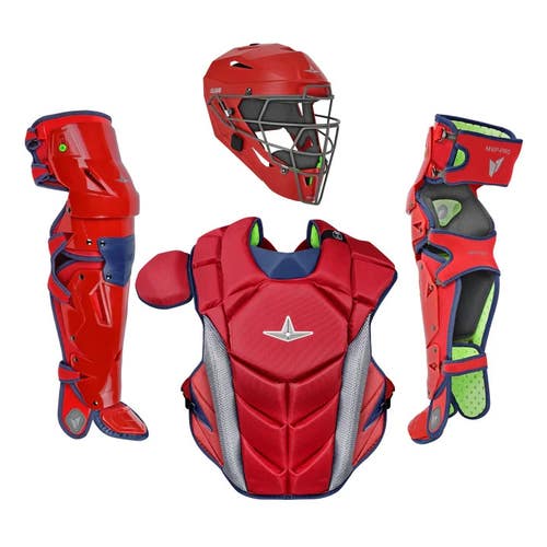 All Star MVP Pro Series Youth 10-12 Y/O Baseball Catchers Gear Set Red Navy Blue