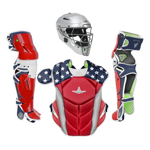 All Star MVP Pro Series Youth 10-12 Y/O Baseball Catchers Set USA Red White Blue