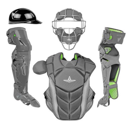 All Star MVP Pro Series Mask Adult 16+ Baseball Catchers Gear Set Graphite Gray