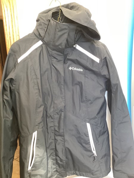 Columbia Jacket Interchange 3 In 1 Black with white piping fleece insert Omni Heat Women Size Small