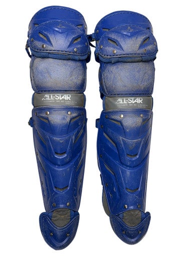 Used All Star LG12167X Catchers Leg Guards Royal Blue Intermed 11835-S000199149