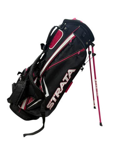 Used Strata WMN GOLF STAND BAG Womens Stand Bag Black And Pink 11835-C000200422