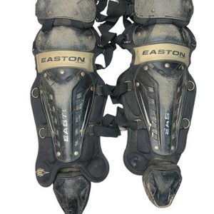 Used Easton BLACK YTH SHINGUARDS Catchers Leg Guards Black Youth 11835-S000200571