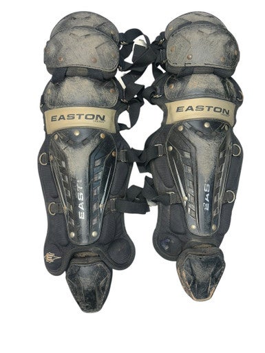 Used Easton BLACK YTH SHINGUARDS Catchers Leg Guards Black Youth 11835-S000200571