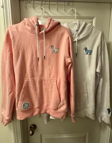2 GOAT Hoodies,  Small Pink   XL White  Adult Unisex Sweatshirt