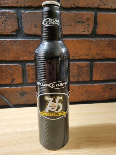 Bud Light Pittsburgh Steelers 75th Season Commemorative Aluminum 16 oz. Beer Bottle