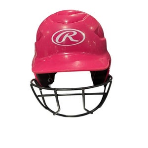 Used Rawlings PNK W/ MASK Batting Helmet w/Mask Pink One Size 11834-S000042776