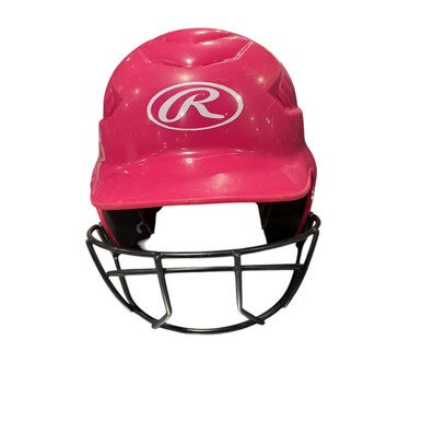 Used Rawlings PNK W/ MASK Batting Helmet w/Mask Pink One Size 11834-S000042776
