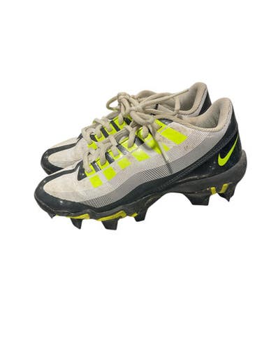 Used Nike VAPOR BB/SB Cleats White And Optic Yellow Junior 02 11834-S000042746