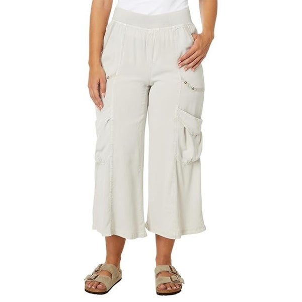 XCVI Twill Faulkner Pants Women XS Whitecap Wide-Leg Cargo Pocket Cropped TLW431