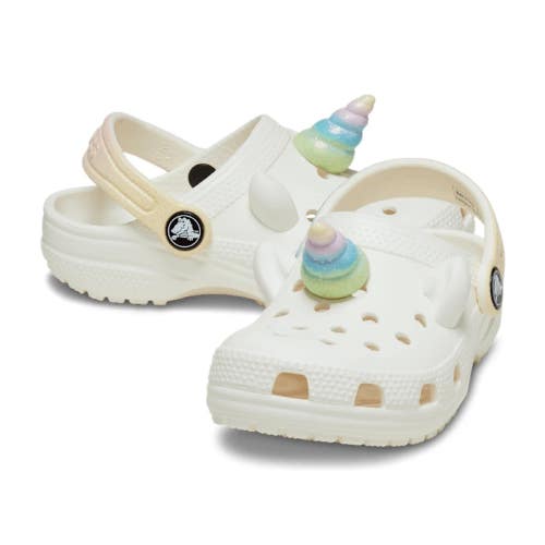 Crocs Classic I Am Rainbow Unicorn 209701-0WV Kids 10C Chalk Casual Clogs TLW429