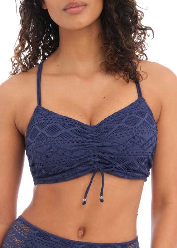 Freya Sundance Bralette Bikini Top Women's 32DDD Blue Crossback Swimwear TLW475