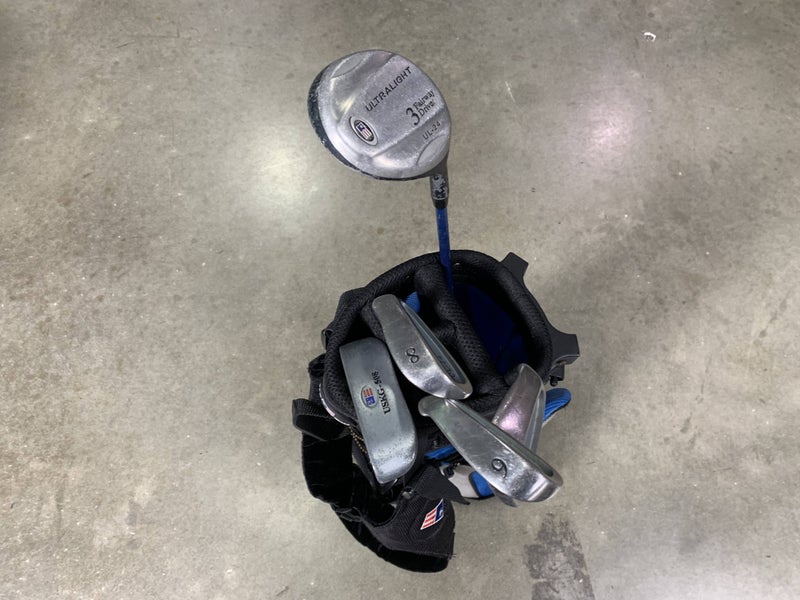 U.S. Kids UL-24 Blue Club Set 3W 6 & 8 PW Putter KidPower 45-31 Junior RH +Bag
