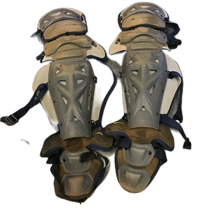 Used Mizuno SAMURAI Catchers Leg Guards Grey Adult 11730-S000068082