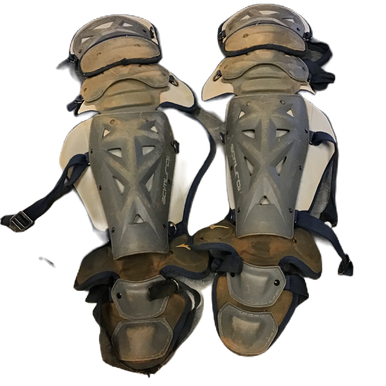 Used Mizuno SAMURAI Catchers Leg Guards Grey Adult 11730-S000068082
