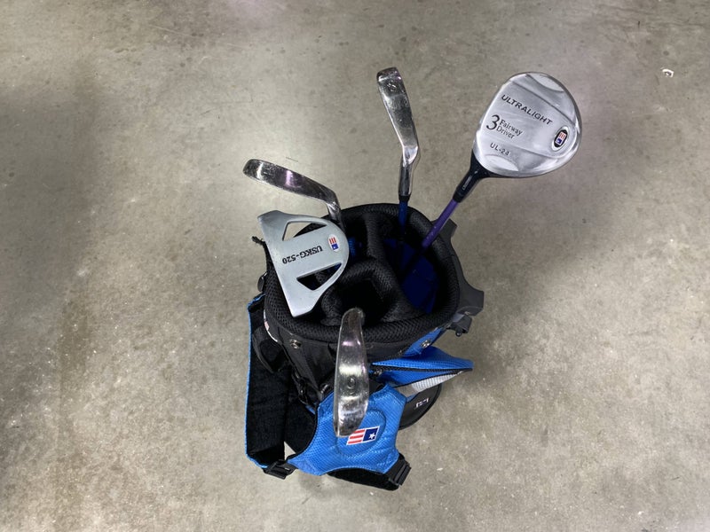 U.S. Kids UL-24 Blue Club Set 3W 6 & 8 PW Putter Kid Power 45-31 Junior LH +Bag