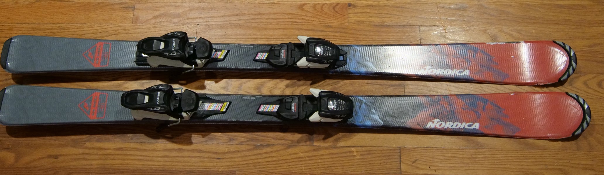 Kid's All Mountain 130 cm Nordica Team AM Skis With Bindings (Used), see description.