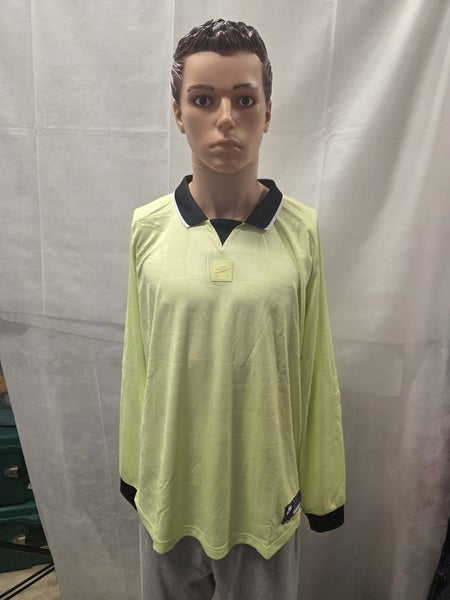 NWT Nike Neon Yellow Goalkeeper Jersey With Subtle Nike Air Designs Mens L