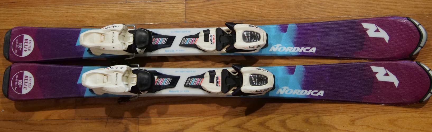 Kid's Nordica 100 cm All Mountain Little Belle Skis With Bindings (Used)