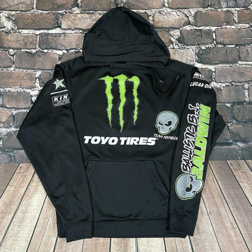 Vintage Monster Energy Toyo Tires Ballistic BJ Baldwin Hoodie Sweatshirt Sz S/M
