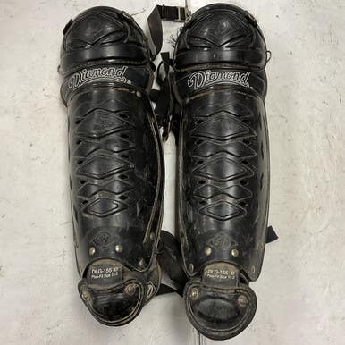 Used Diamond DLG-155 D 15.5 Catchers Leg Guards Black Adult 11855-S000194300