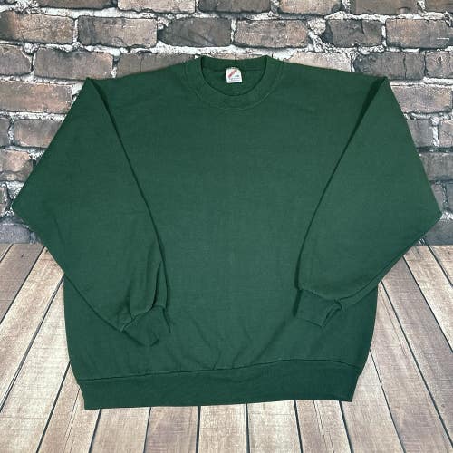 Vintage Jerzees Blank Plain Crewneck Sweatshirt Green Pullover Mens Size XXL