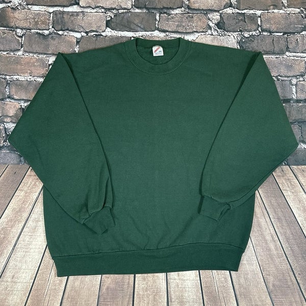 Vintage Jerzees Blank Plain Crewneck Sweatshirt Green Pullover Mens Size XXL
