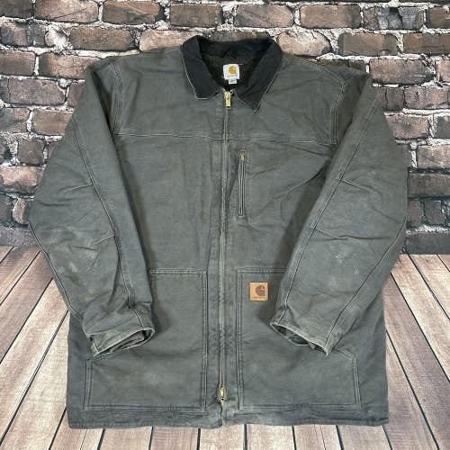 Carhartt C81 QVL Jacket Sherpa Fleece Lined Duck Canvas Coat Mens Size XL Tall