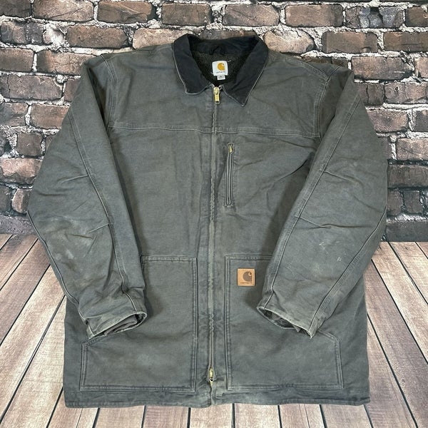 Carhartt C81 QVL Jacket Sherpa Fleece Lined Duck Canvas Coat Mens Size XL Tall