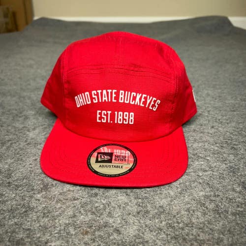 Ohio State Buckeyes Mens Hat Adjustable Red 5 Panel Ripstop Cap College New Era
