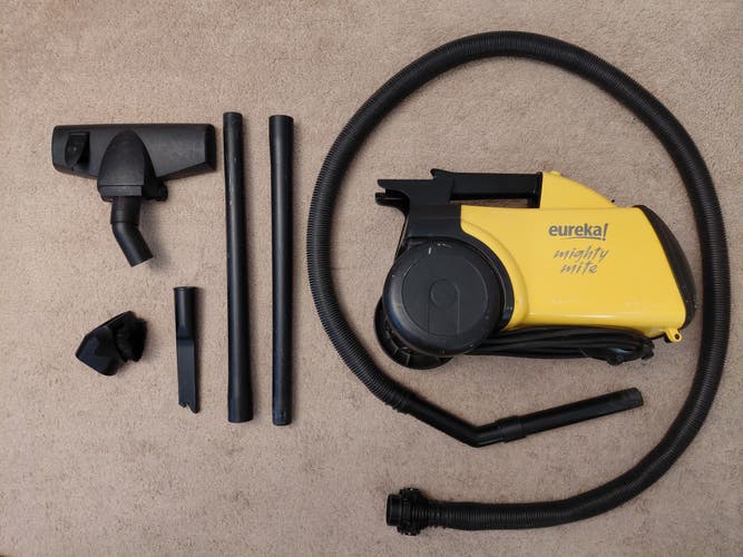 Eureka 3670G Mighty Mite Corded Canister Vacuum Cleaner Yellow, bonus 8 HEPA Bags