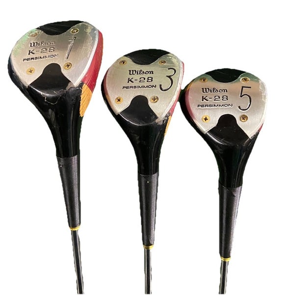 Wilson K-28 Persimmon Wood Set 1w, 3w, 5w Men's RH 11K Regular Steel Very Nice