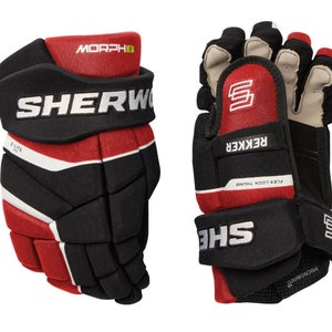 NEW Sherwood Rekker MORPH 2 Senior Hockey Player Gloves - Black/Red/White (Choose From Three Sizes)