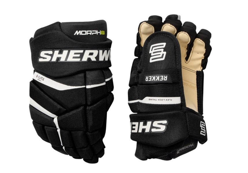 NEW Sherwood Rekker MORPH 1 Hockey Player Gloves (Black/White) - Choose From Three Sizes