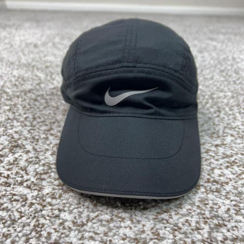 Nike Hat Cap Strap Back Mens One Size Black Running Mesh Panel Tailwind Dri FIT