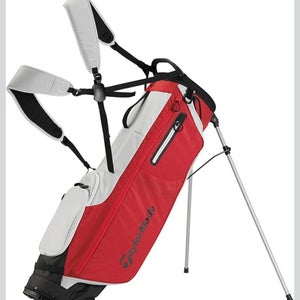 Men's TaylorMade FlexTech Superlite Stand Bag Silver/Red 4 Way Divider 6 Pocket