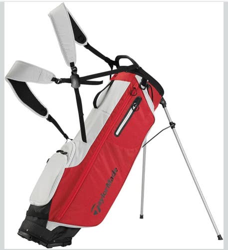 Men's TaylorMade FlexTech Superlite Stand Bag Silver/Red 4 Way Divider 6 Pocket