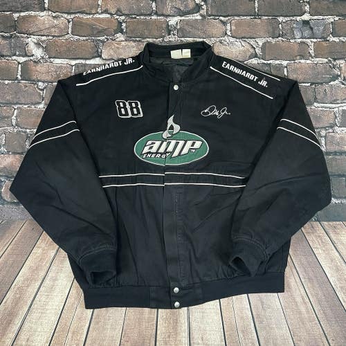 Dale Earnhardt Jr NASCAR Jacket Winners Circle AMP Energy Black Green Mens 2XL