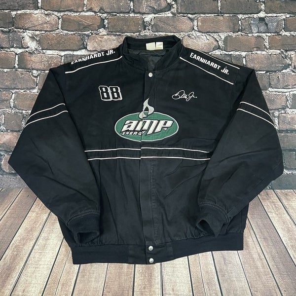 Dale Earnhardt Jr NASCAR Jacket Winners Circle AMP Energy Black Green Mens 2XL