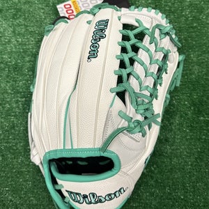 Wilson A1000 12.5" T125 Outfield Fastpitch Softball Glove SuperSkin - White Mint