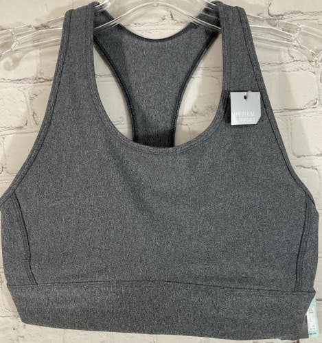 Womens Size Medium Compression Sports Bra Moisture Wicking Four Way Stretch Gray