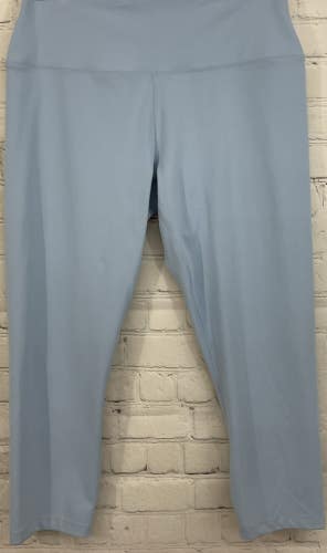 Nike One Dri Fit Women Size Large Capri Activewear Pants Media Pocket Light Blue