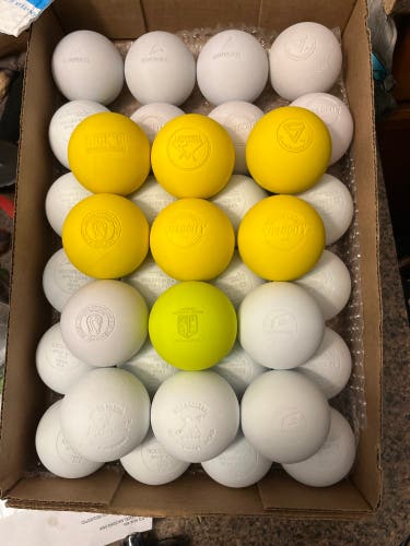 Lacrosse Balls- 36 Lightly used Assorted Balls.(Champion, Velocity, Signature, BSN, Crankshooter…)