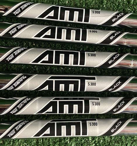True Temper AMT Black S300 Golf Shafts 6 Piece Set 3-8 Irons .355 Mint 360 Grips