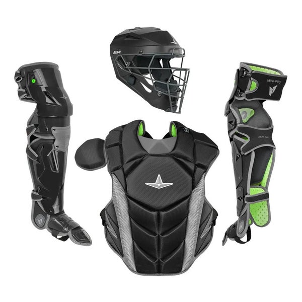 All Star MVP Pro Series Adult 16+ Baseball Catchers Gear Set - Black Grey