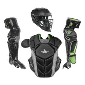All Star MVP Pro Series Adult 16+ Baseball Catchers Gear Set - Black Grey