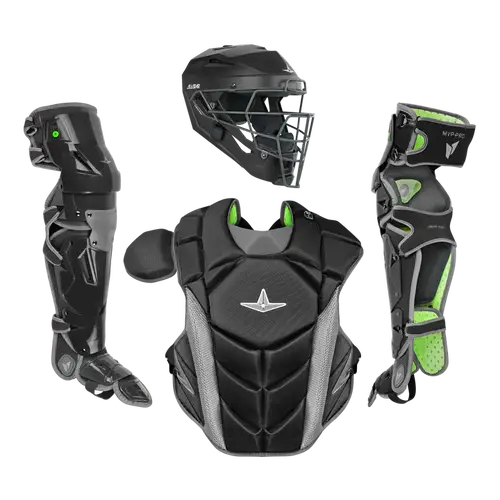 All Star MVP Pro Series Adult 16+ Baseball Catchers Gear Set - Black Grey